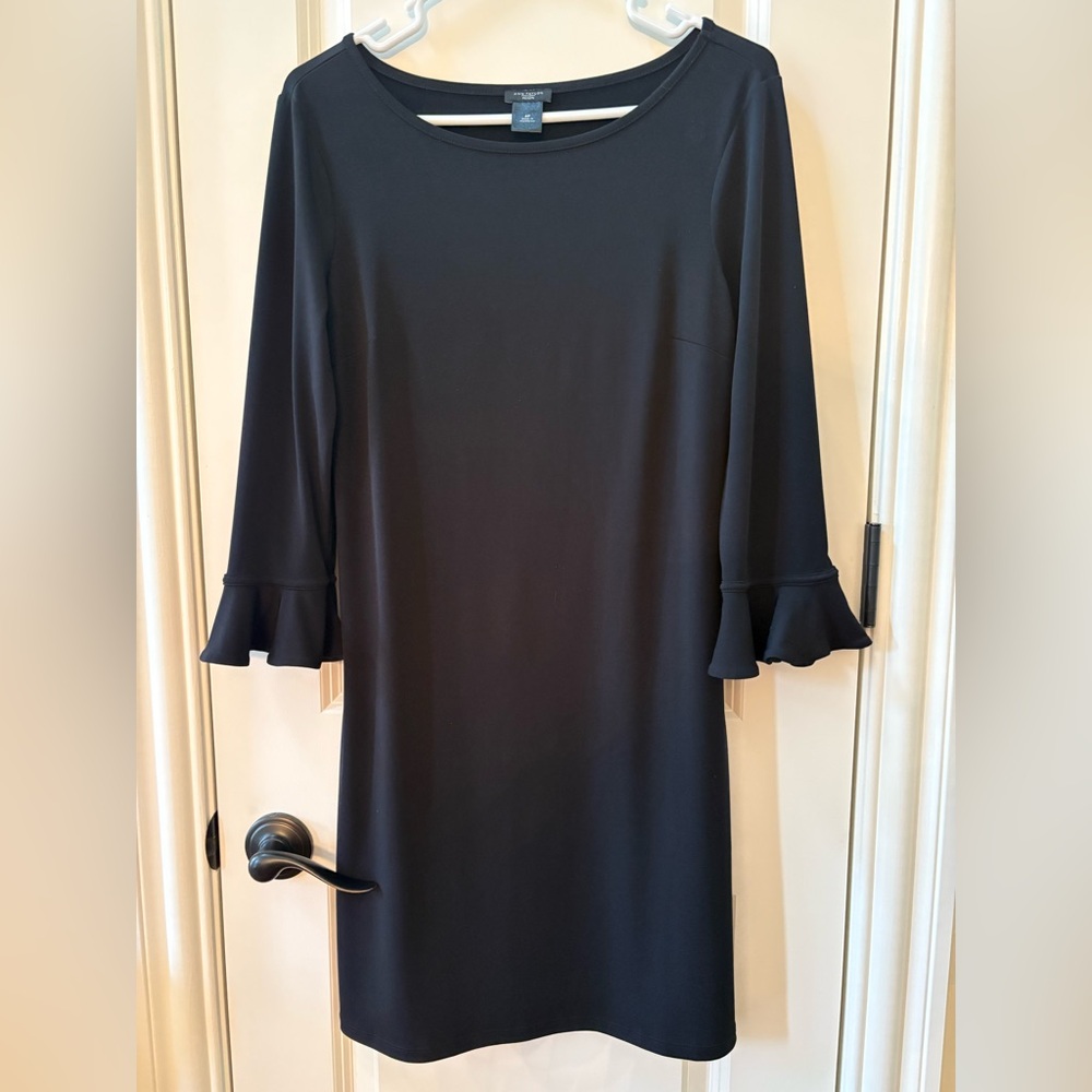 Ann Taylor Black Sheath Dress with Bell Sleeves
